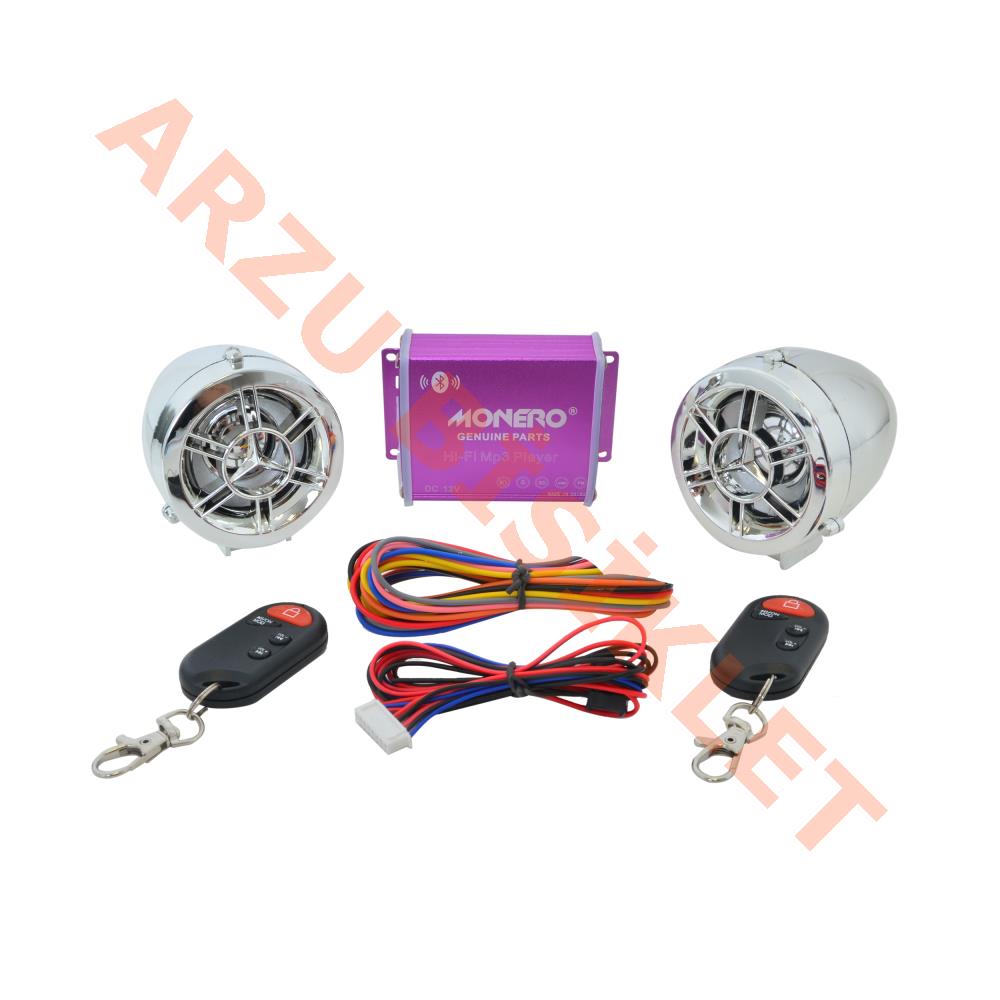 MOTOSİKLET ALARM SETİ VE MP3 RADYO ÇALAR [BLUETOOTH] [M - R] KROM