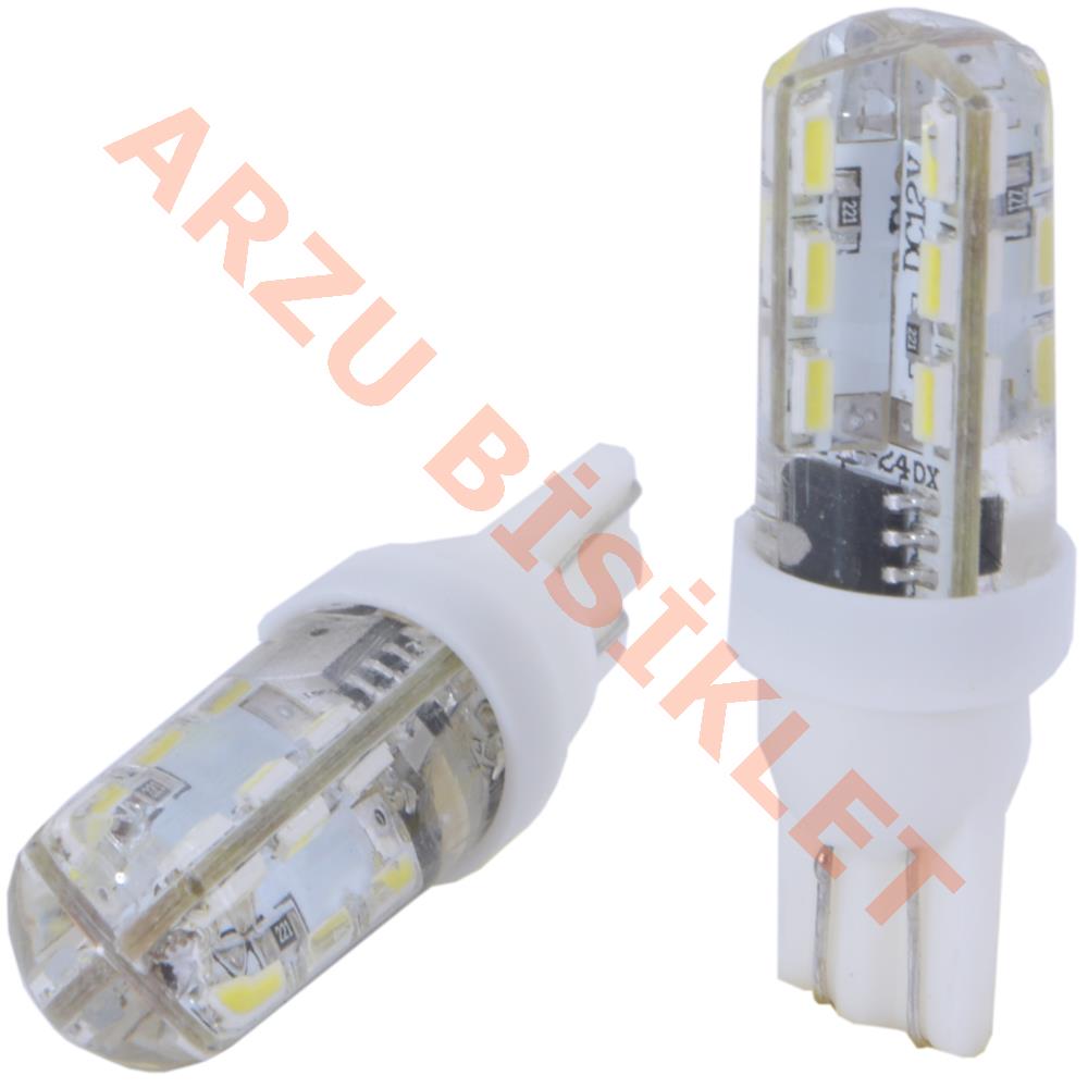 T10  24 LED' Lİ DİPSİZ ÇAKARLI AMPUL BEYAZ  MODEL-1 [ÇİFT]