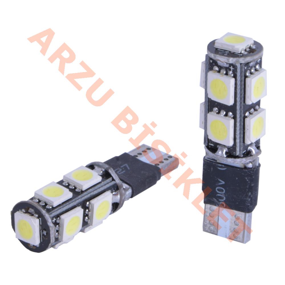 T10  9 LED' Lİ ÇAKARLI DİPSİZ AMPUL BEYAZ [ÇİFT]