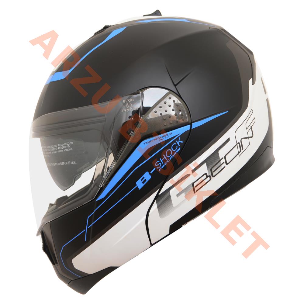 BEON- ÇENE AÇILIR VİZÖRLÜ KASK [B700] [SİYAH-MAVİ] [B-SHOCK] [M]