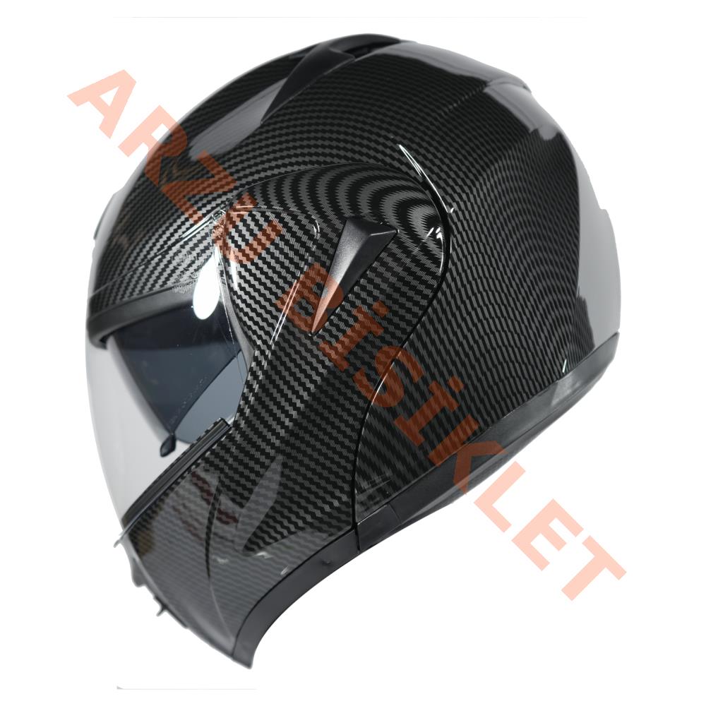 VRT - ÇENE AÇILIR VİZÖRLÜ KASK [MD-808] [KARBON] [S]