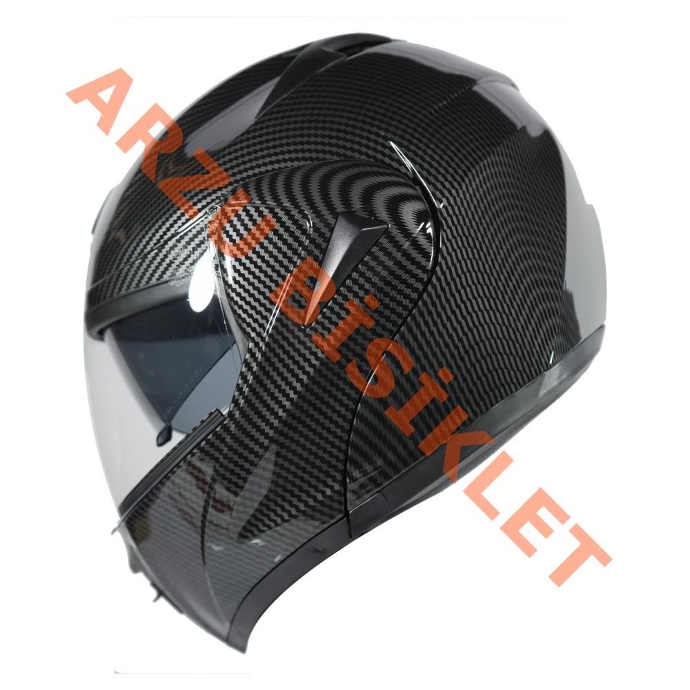 VRT - ÇENE AÇILIR VİZÖRLÜ KASK [MD-808] [KARBON] [XL]