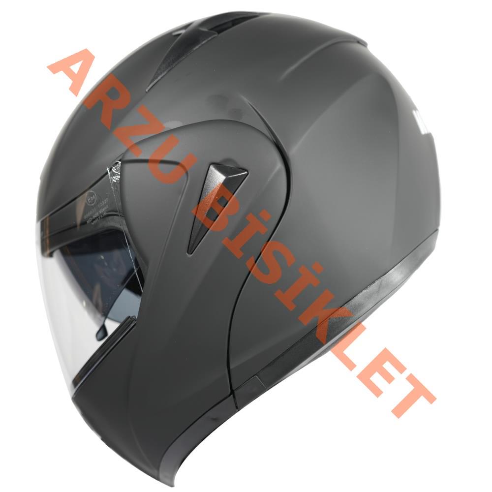 VRT - ÇENE AÇILIR VİZÖRLÜ KASK [MD-808] [MAT SİYAH] [L]