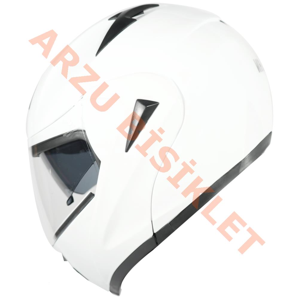 VRT - ÇENE AÇILIR VİZÖRLÜ KASK [MD-808] [BEYAZ] [S]