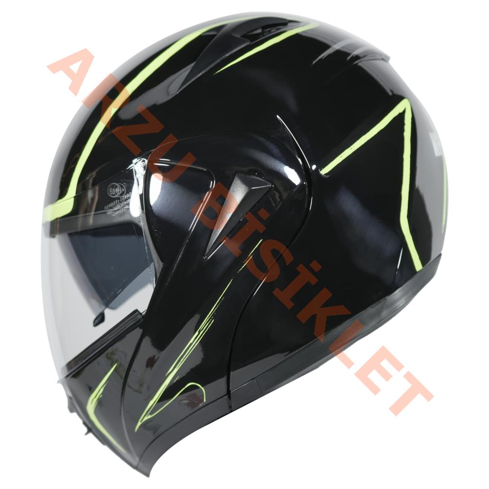 VRT - ÇENE AÇILIR VİZÖRLÜ KASK [MD-808] [SİYAH - SARI] [S]