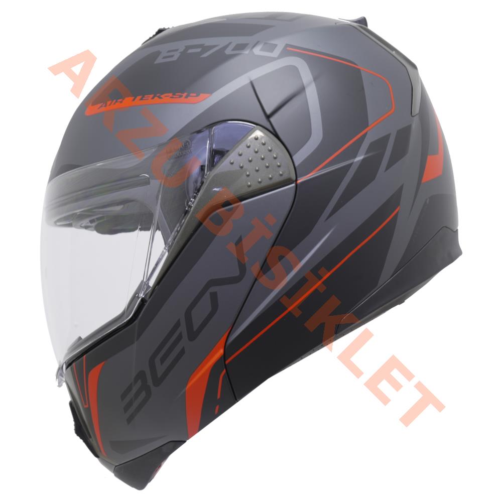 BEON- ÇENE AÇILIR VİZÖRLÜ KASK [B700] [SİYAH - KIRMIZI] [AIR TEK] [XL]