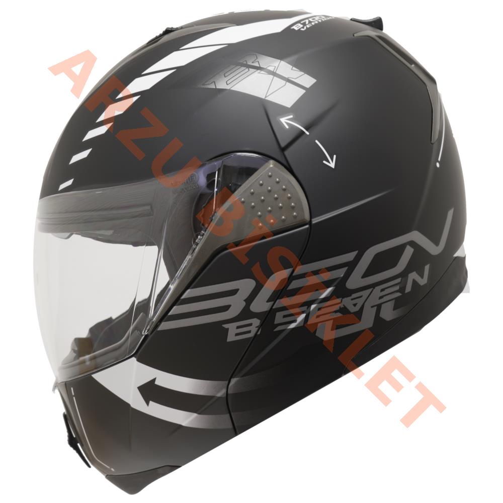 BEON- ÇENE AÇILIR VİZÖRLÜ KASK [B700] [SİYAH - BEYAZ] [VERTİGO] [M]