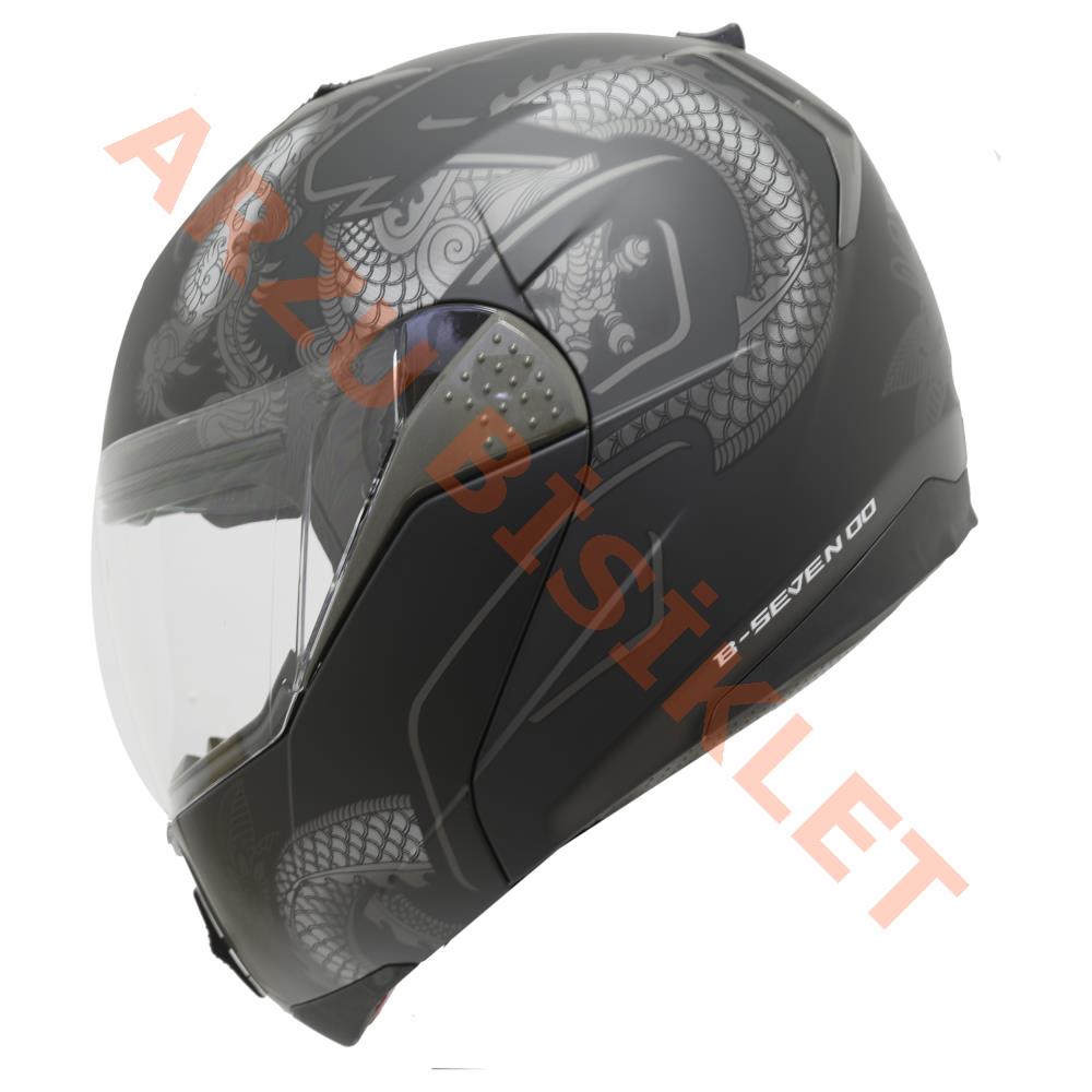 BEON- ÇENE AÇILIR VİZÖRLÜ KASK [B700] [EJDERHA DESEN] [S]