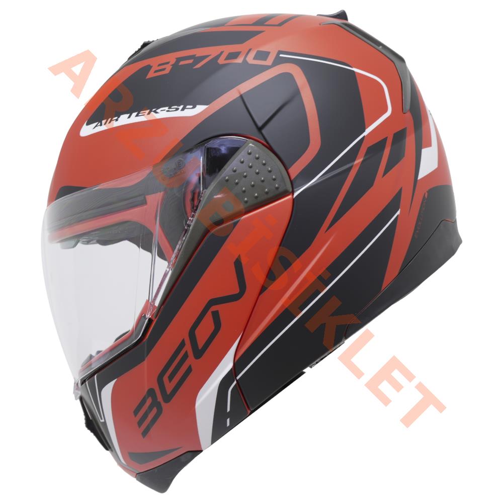 BEON- ÇENE AÇILIR VİZÖRLÜ KASK [B700] [KIRMIZI - SİYAH] [AIR TEK] [M]