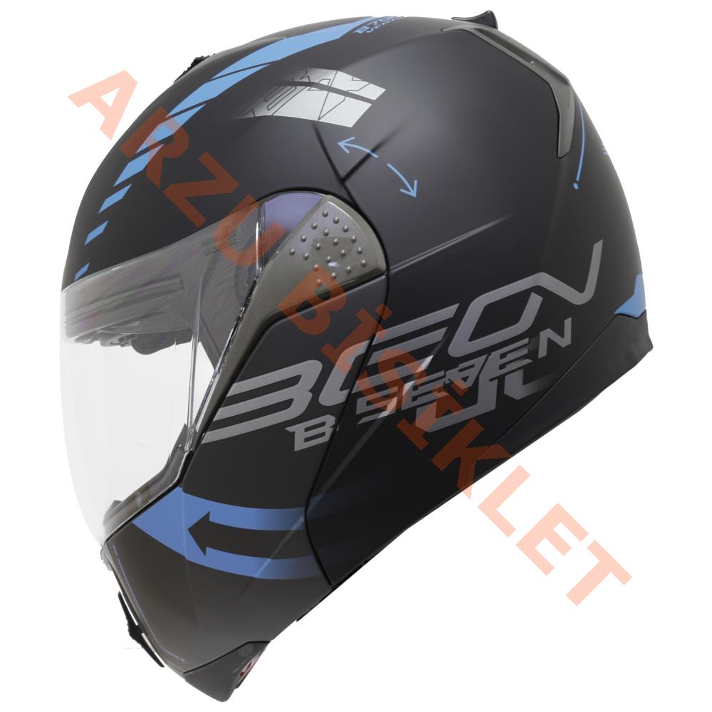 BEON- ÇENE AÇILIR VİZÖRLÜ KASK [B700] [SİYAH - MAVİ] [VERTİGO] [S]