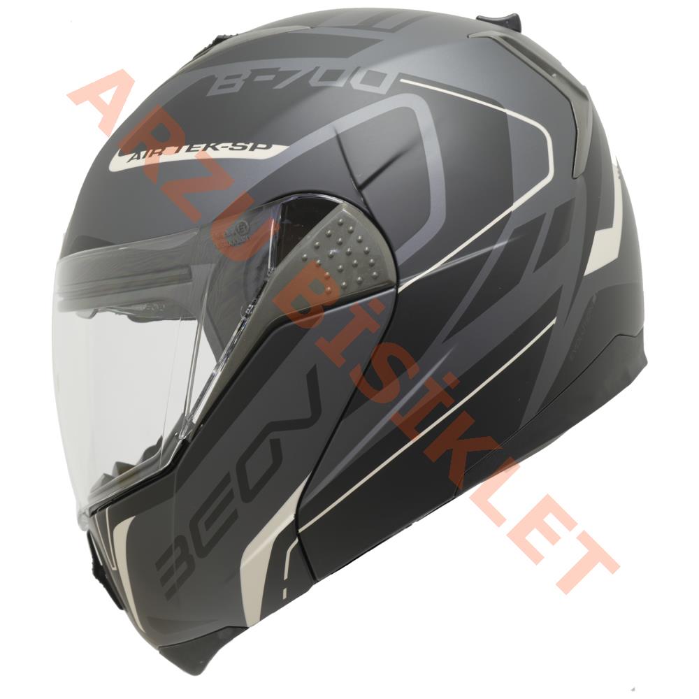 BEON- ÇENE AÇILIR VİZÖRLÜ KASK [B700] [SİYAH - KREM [AIR TEK] [XL]