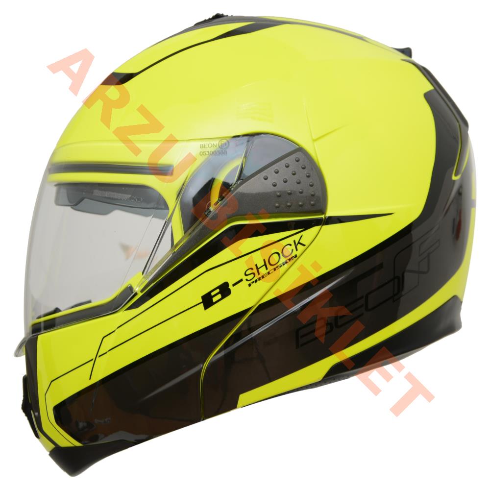 BEON- ÇENE AÇILIR VİZÖRLÜ KASK [B700] [NEON SARI] [B-SHOCK] [S]