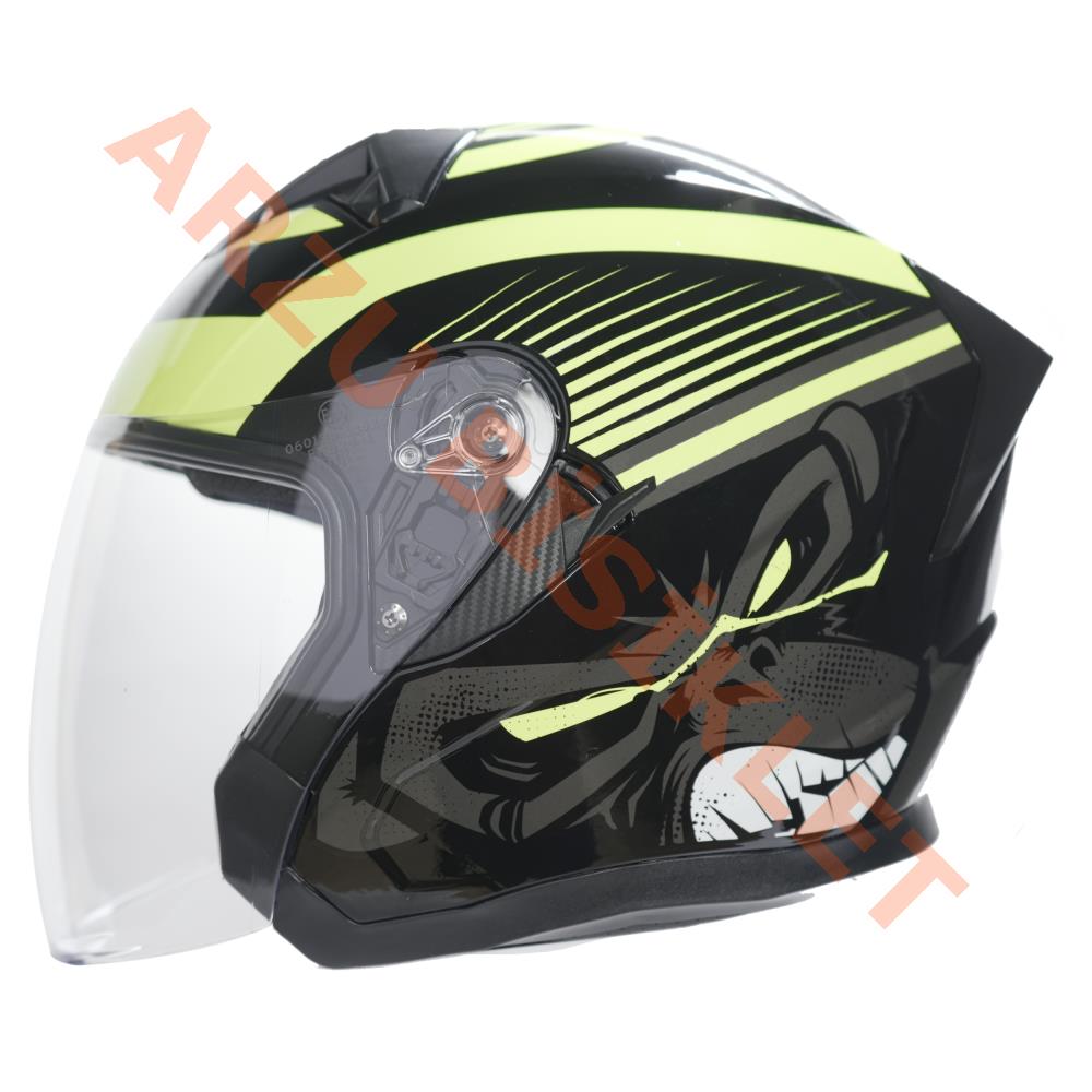 KC-ÇENESİZ VİZÖRLÜ YAZLIK KASK [KC528-1] SİYAH - NEON YEŞİL [XL] E BELGELİ