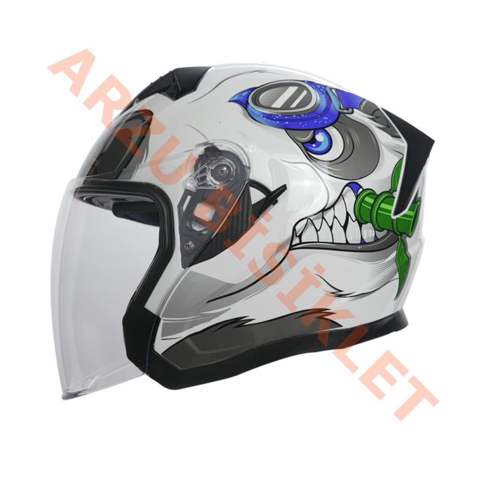 KC-ÇENESİZ VİZÖRLÜ YAZLIK KASK [KC528-1] PANDA [L] E BELGELİ