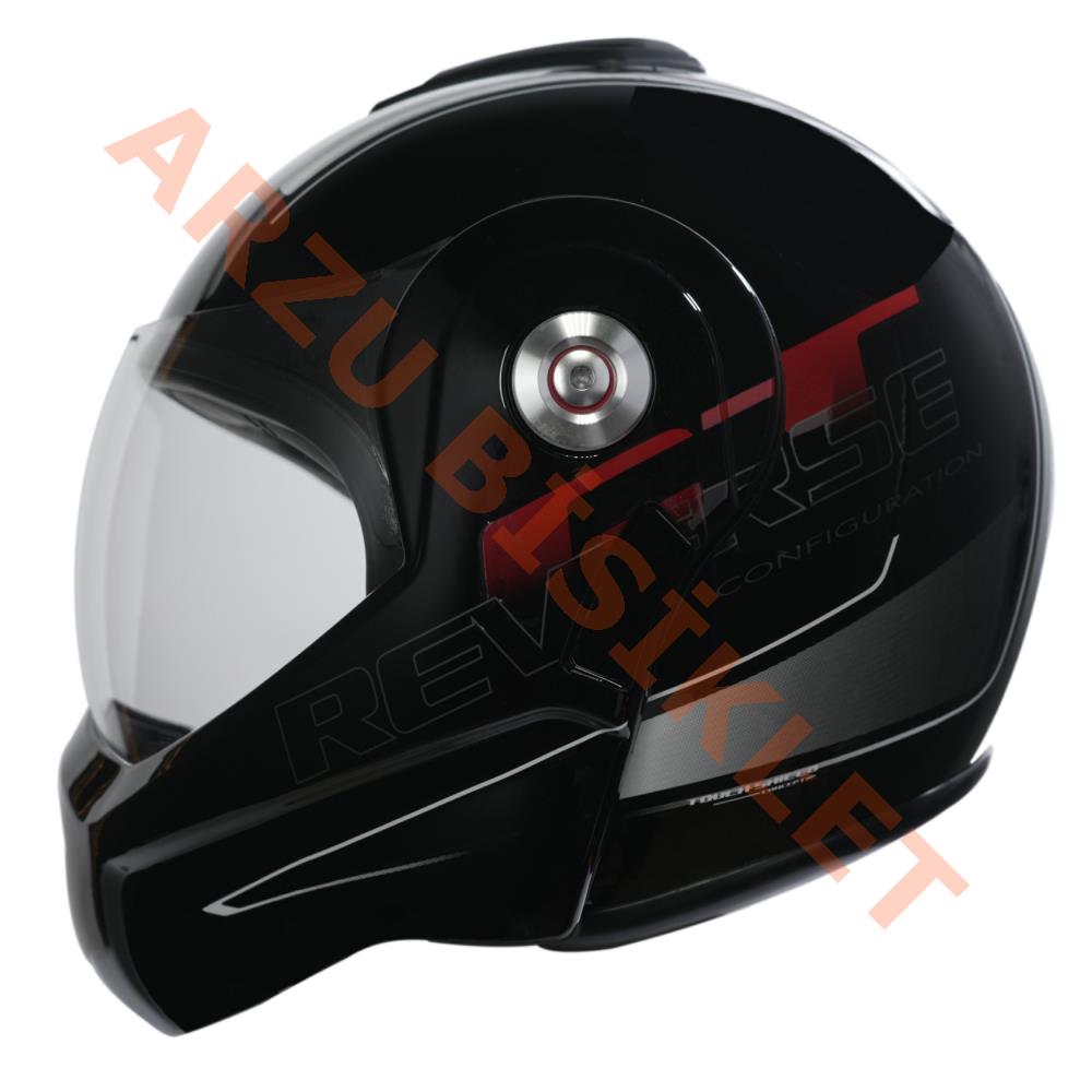 BEON- ÇENE AÇILIR VİZÖRLÜ KASK [B702] [SİYAH-BEYAZ-KIRMIZI] [L]