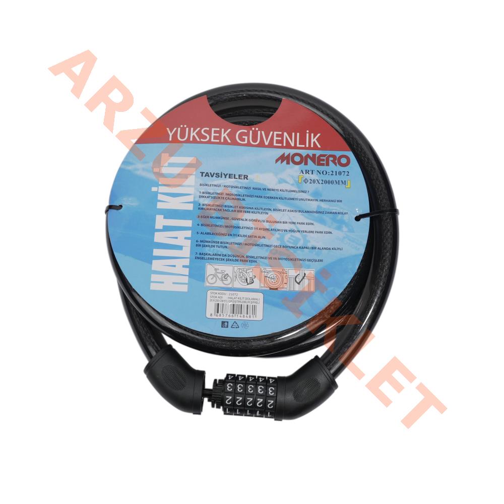 HALAT KİLİT DOLAMALI 20 X 200 CM 5Lİ DEĞİŞTİRİLEBİLİR ŞİFRELİ