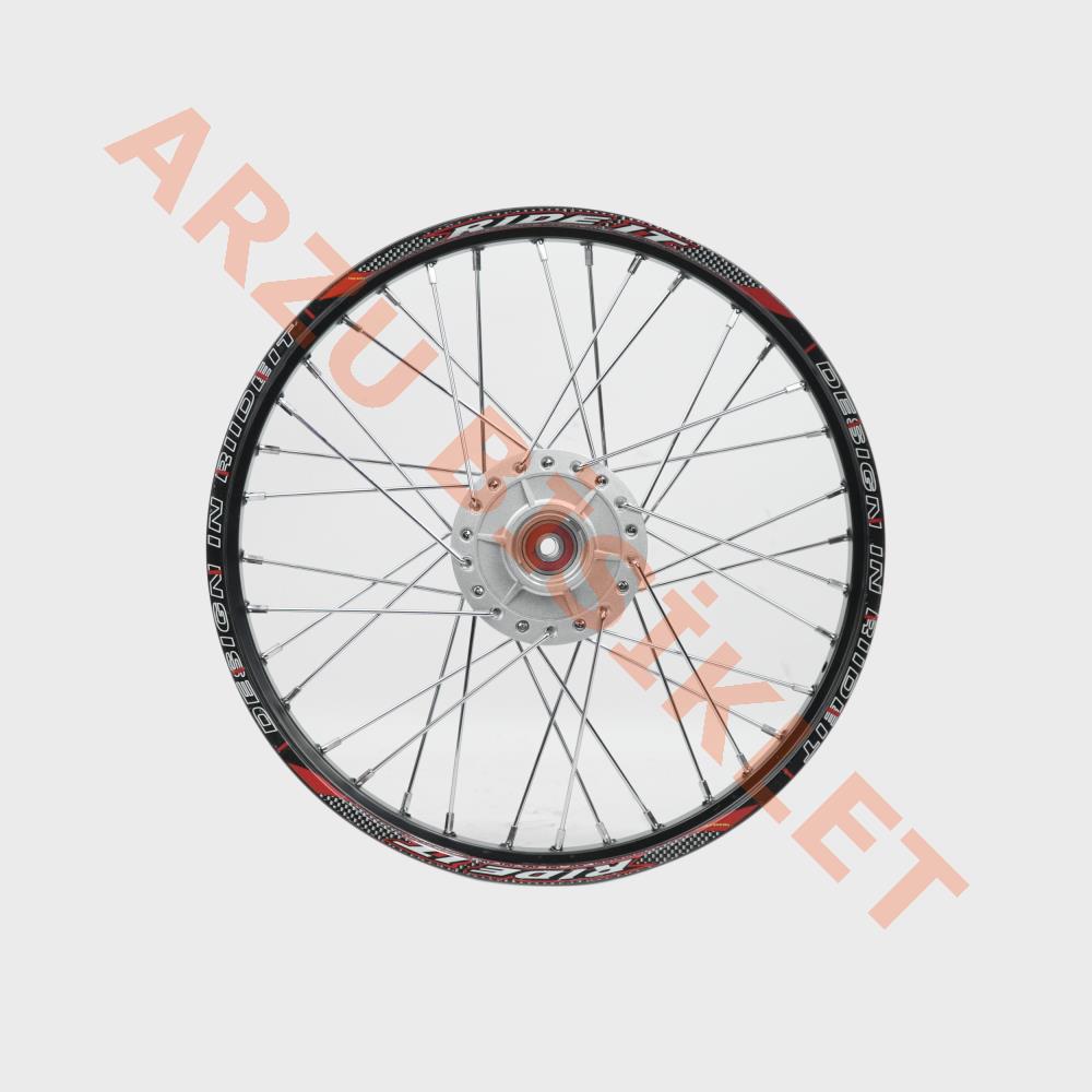 1.20 x 17 TELLİ JANT KOMPLE ÖN [DİSK FREN MODELİ] [SİYAH JANT - GRİ GÖBEK - KROM TEL] CG