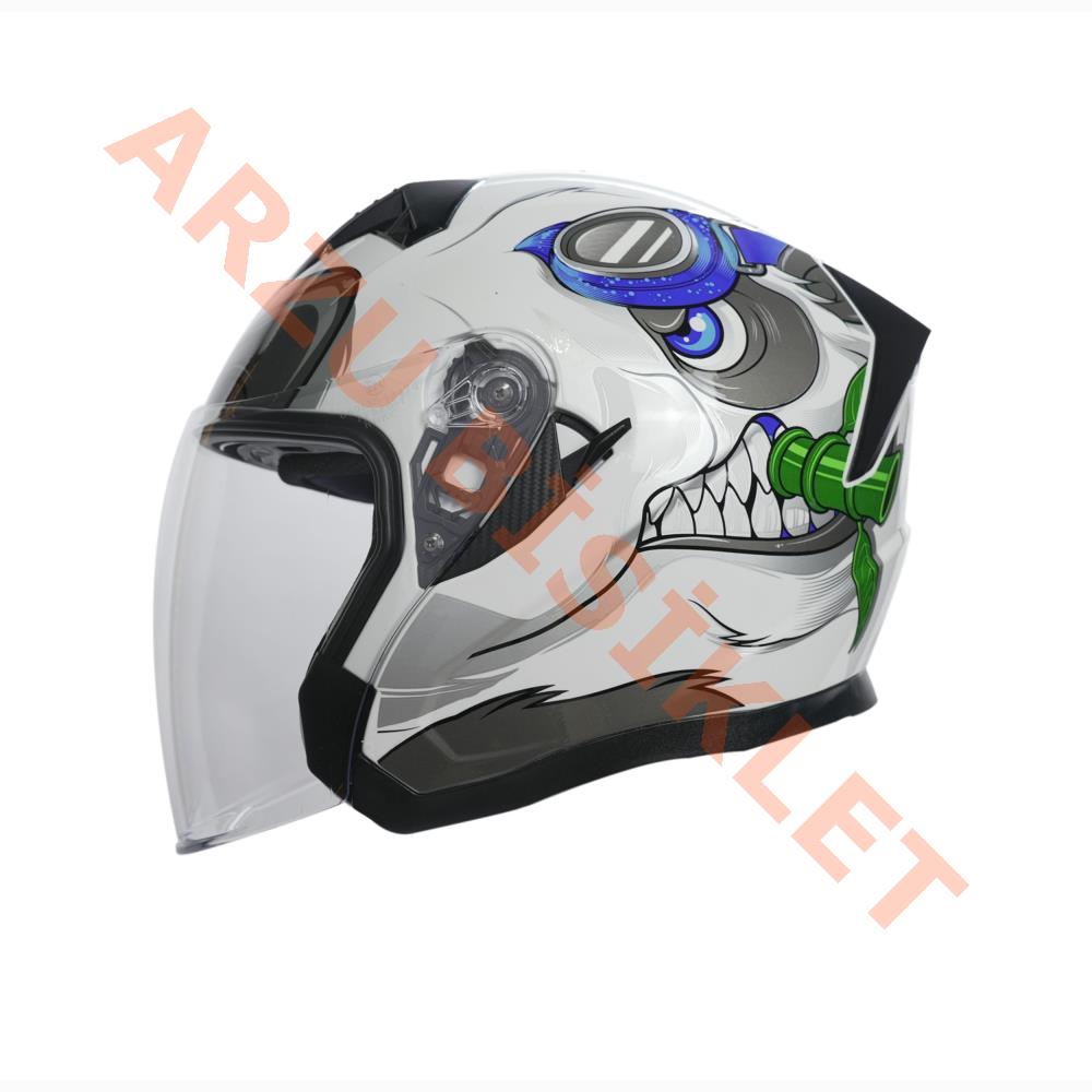 KC-ÇENESİZ VİZÖRLÜ YAZLIK KASK [KC528-1] PANDA [XXL] E BELGELİ