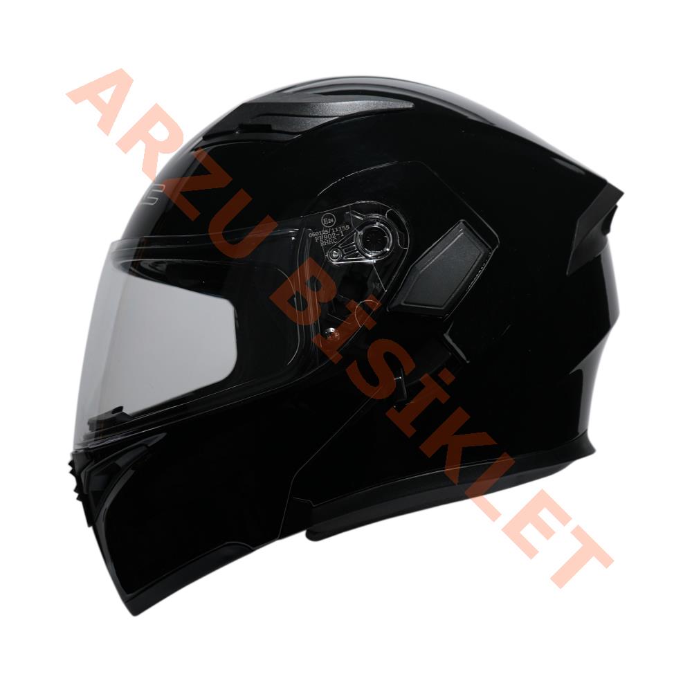 KC - ÇENE AÇILIR VİZÖRLÜ KASK [KC902] [SİYAH] [M]